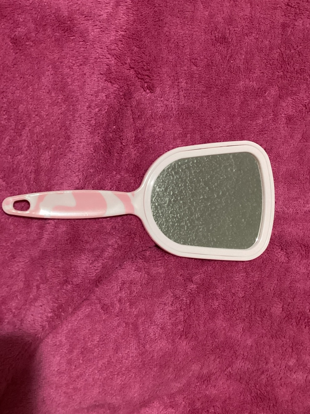 Hand Mirror with Pink Swirls